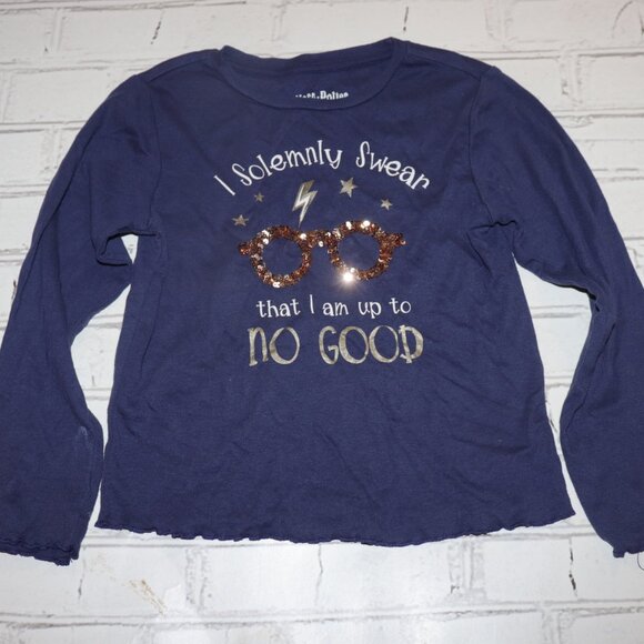 ⚡ Harry Potter Shirt · “I Solemnly Swear” · Sequined Glasses · Size M (8) - Picture 1 of 5